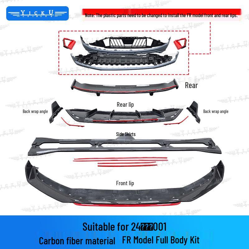 Zeekr 001 '24-25 Carbon Fiber Body Kit: Front Lip, Rear Diffuser, Side Skirts, High Tail Wing