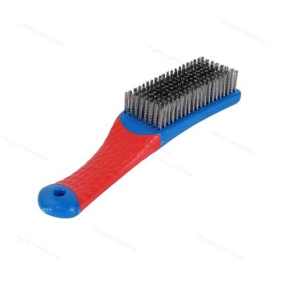1PC Durable Stainless Steel Small Wire Brush Silicone Handle Red and Blue Paint Removal Tool Scratch Brushes Cleaning Metal Rust