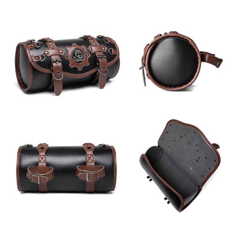 Motorcycle Saddlebag Front Handlebar Bag PU Leather Sissybar Storage Pouches Suitable for Tools&Essential, Daily Commute