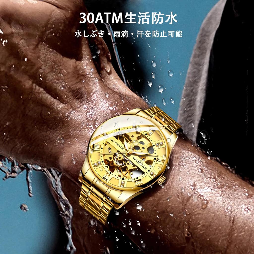 TeamSky Mechanical Automatic Mechanical Roman Stainless Large Day Gift Silver Band Watch, Men's Watch, Steel, Waterproof, Hand-wound Watch, Numerals,