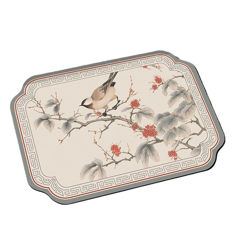 Mid-Autumn Absorbent Cushion Cushion Cute Chinese Flowers and Flowers Foot Mat Toilet Floor Mat Door Non-slip Bathroom Absorbent Cloth