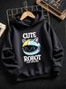 Stylish and casual hooded sweatshirt for boys and girls, featuring a cartoon robot print—suitable for outdoor sports and activities.