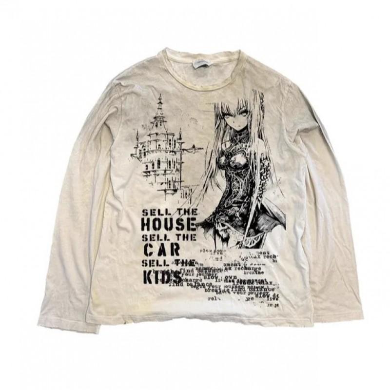 Unisex Vintage Streetwear Long Sleeve T-Shirt With 3D Digital Print Loose Fit Casual Tee Daily Wear