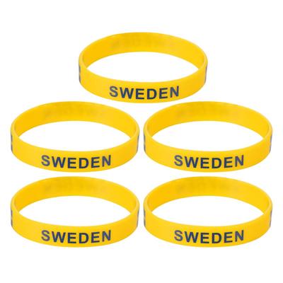 2pcs Sweden Flag Silicone Bracelet Sport Game Wristbands National Flags Swedish Wrist Strap for Men Women Motivational Rubber Band Fashion Accessories