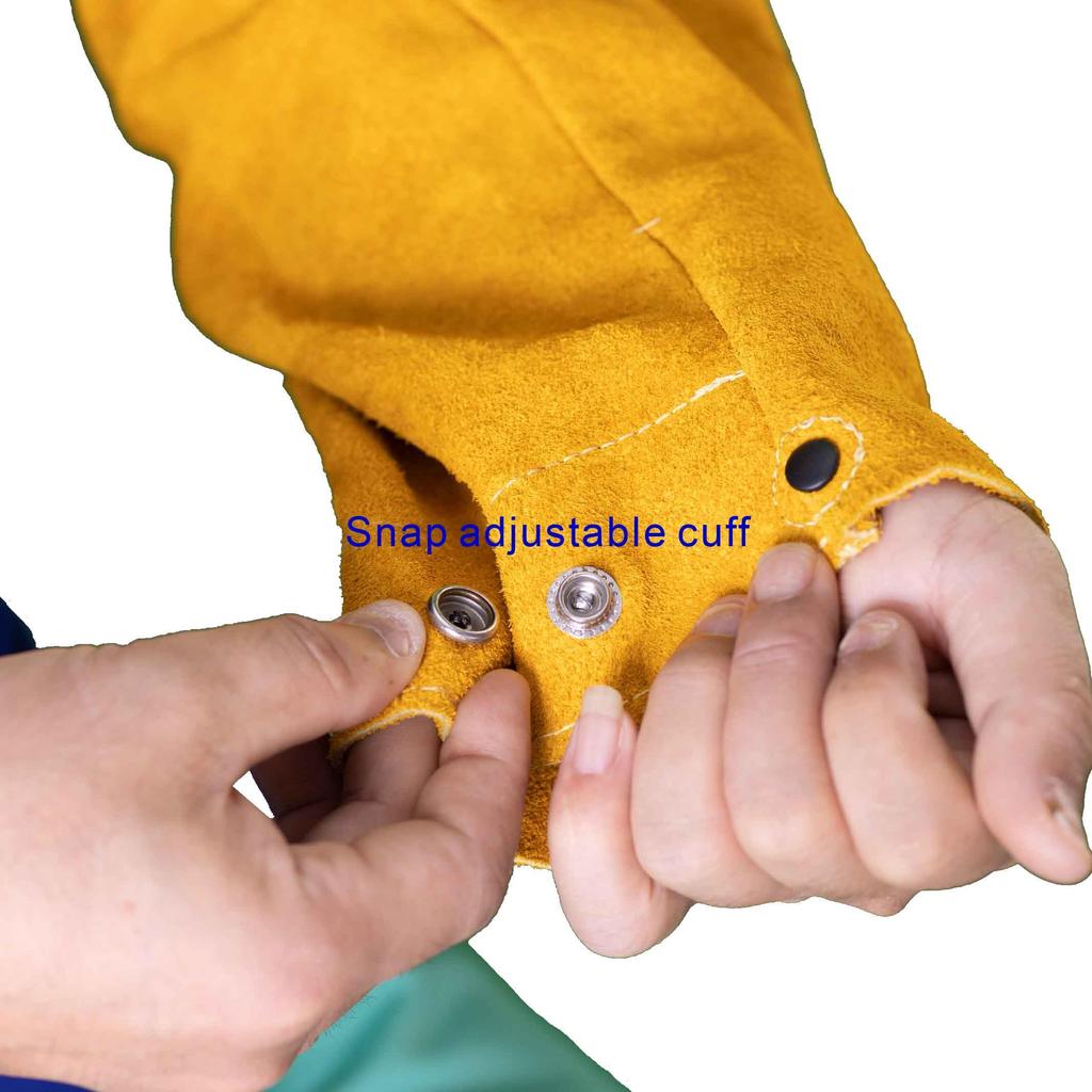 Weldas Leather Sleeve Flame Retardant Cotton Welding Royal Size [YELLOWJACKET] Jacket, 33-3060XL, Blue, XL.