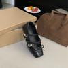 ~ Beautiful cross-buckle ballet shoes women's French bow Mary Jane shoes matte light mouth square head single shoes