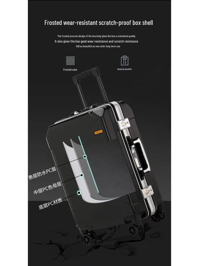 2025 Durable Large-Capacity Leather Travel Suitcase with Silent Wheels, Password Lock, USB Charging, UniSex