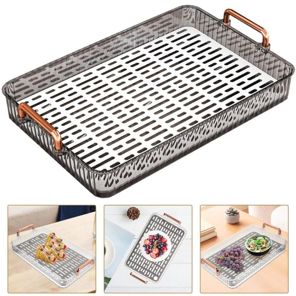 Clear Drain Tea Tray Double-layer Serving Plate Portable Tableware Storage Tray  Bathroom