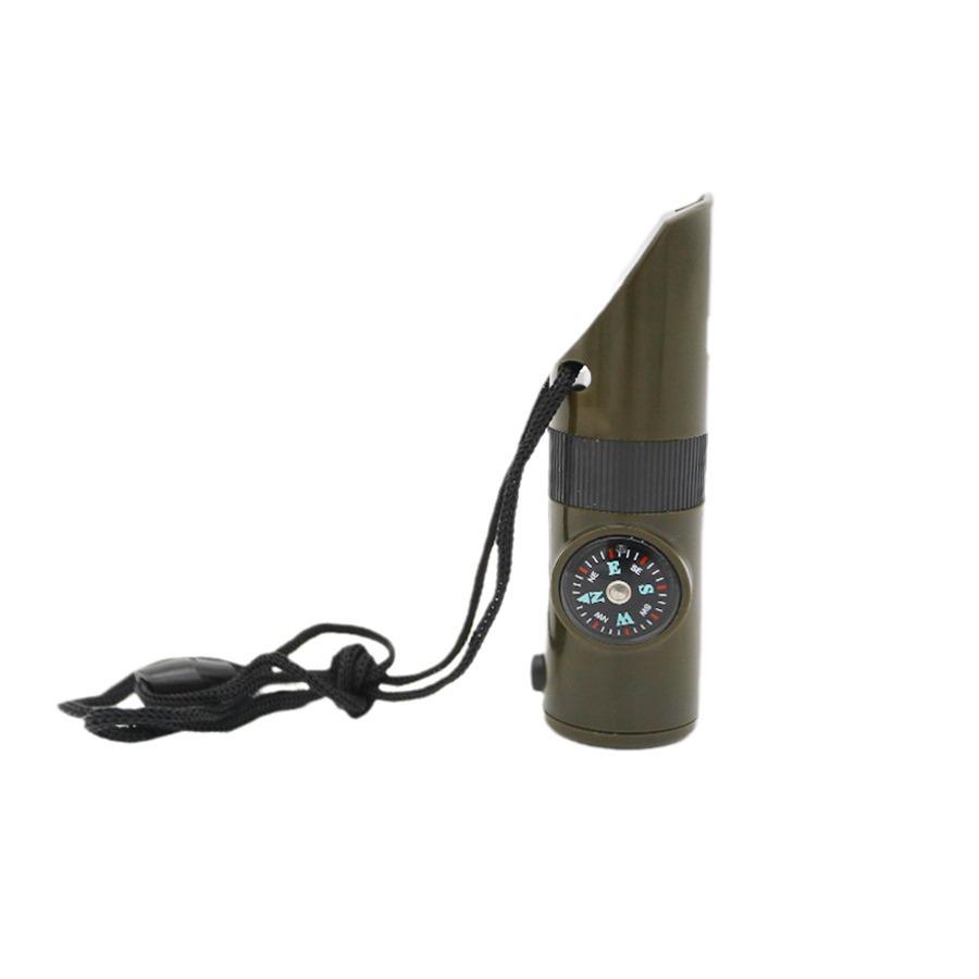 Multifunctional 7-in-1 Survival Whistle with Compass, Thermometer & High-Frequency Sound for Outdoor SOS Emergencies