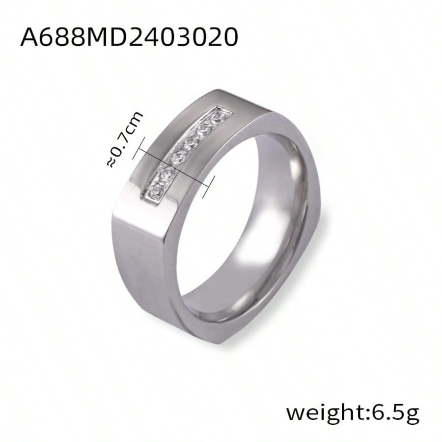 1 Piece Hip-Hop Heavy Industrial Stainless Steel Plated 18K Gold Single Row Zirconia Colorfast Women's Ring