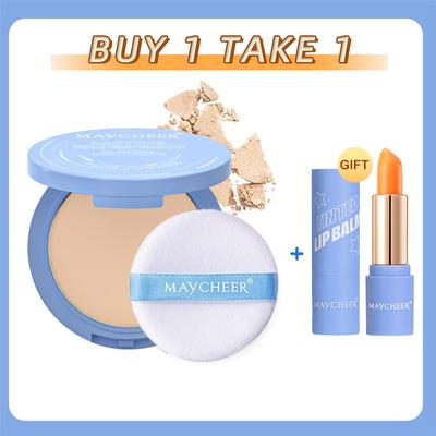Oil Control Face Powder Matte Waterproof Setting Powder + Matte Lipstick Makeup