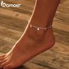 Bamoer Silver Beads Anklets 925 Silver Geometric Minimalist Summer Fashion Foot Jewelry Bracelet for Ankle SCT011