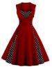 Women's Retro Gothic Red Polka Dot Swing Dress - 1950s Style