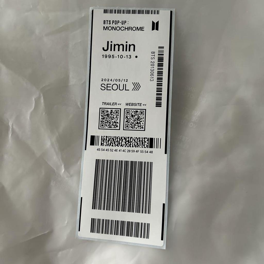 [USED] BTS Monochrome Popup Seoul Jimin Admission Bonus