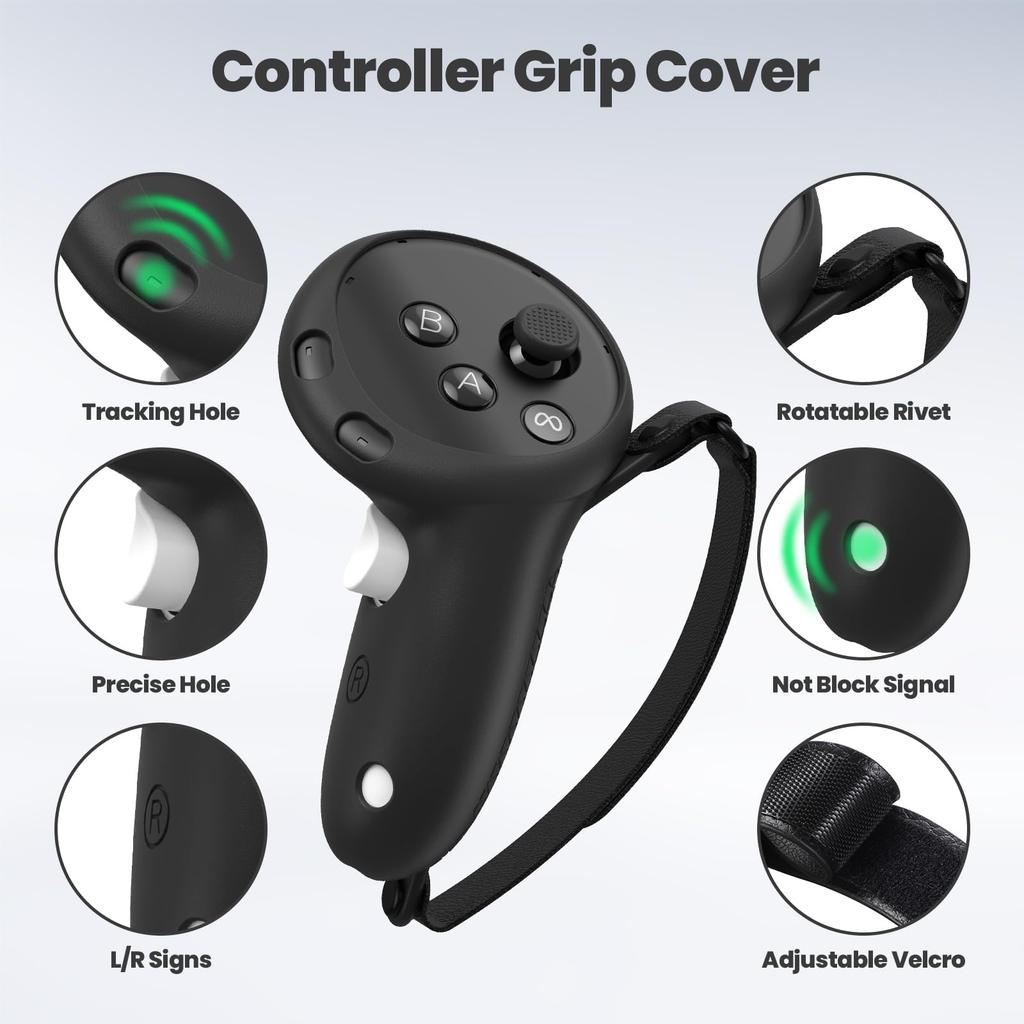 YipuVR Silikon-Abdeckungsset für MetaQuest 3S, Oculus Quest 3S Zubehör, VR Silikon-Schutzabdeckung, Controller-Griffabdeckung, VR-Gesichtsabdeckung, Linse