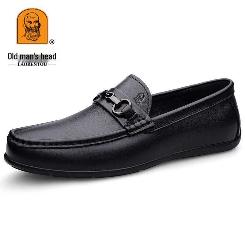 Men s Casual Cowhide Loafers - British Style Slip-On Dress Shoes 44