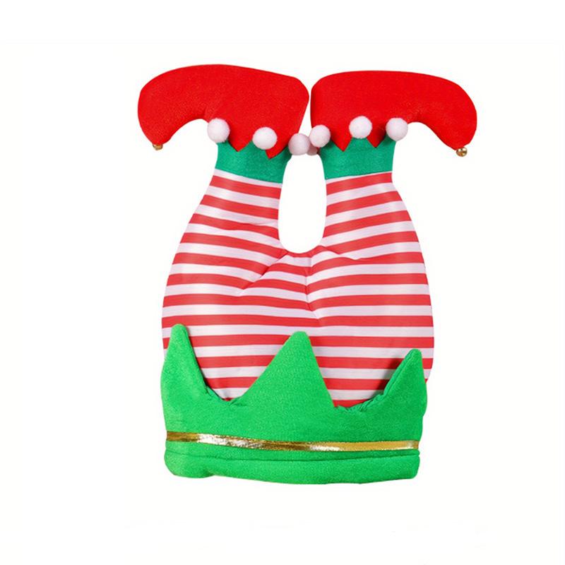 1PC Funny Hats Party Hats Christmas Hats Unisex Santa Pants Hat Vibrant Red Elf Santa Hat Costume Accessories Long Striped