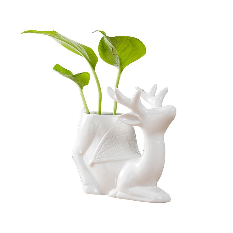 European Creative Cartoon Hydroponic Flower Pot Ceramic, Personalized Animal White Porcelain Flower Pot Green Plant Succulent Pot