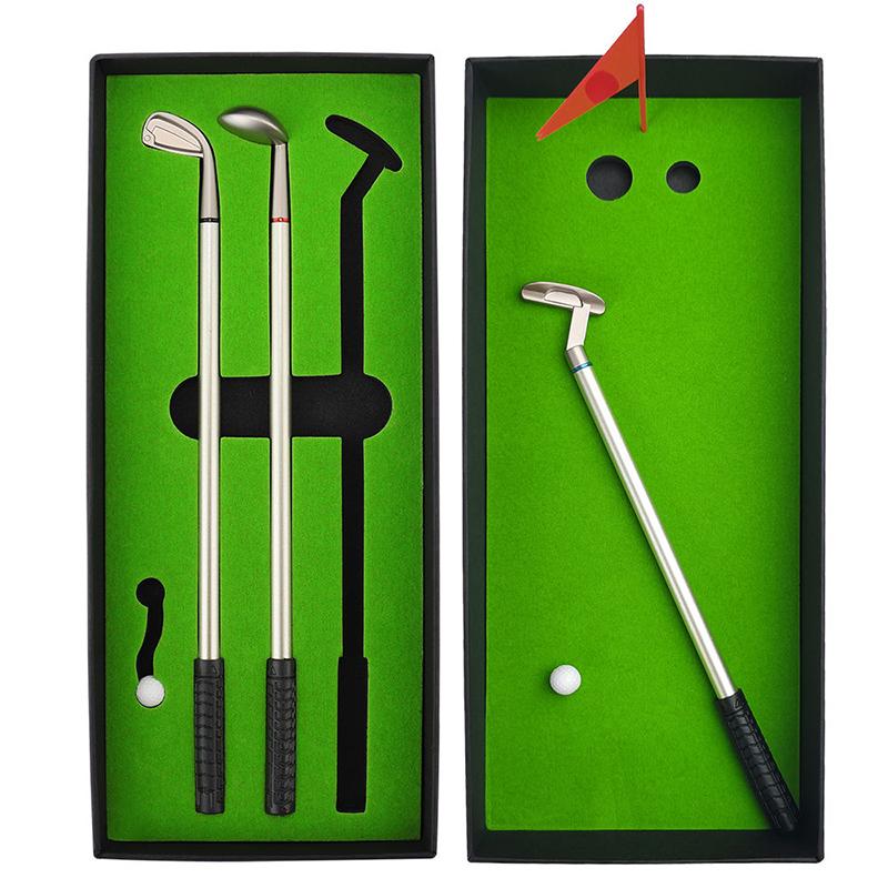 Promotion Original Fun Table Toys Metal Mini Golf Pen Gift Set Office Golf Business Putting Gifts Executive Gifts
