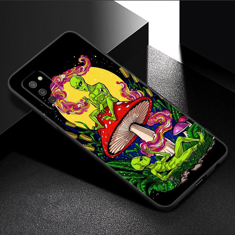 Aesthetic Trippy Mushrooms Phone Case For Samsung Galaxy A01 A03 Core A04 E A02 A05 A10 A20 A21 A30 A50 S A6 A8 + A7 Black Cover