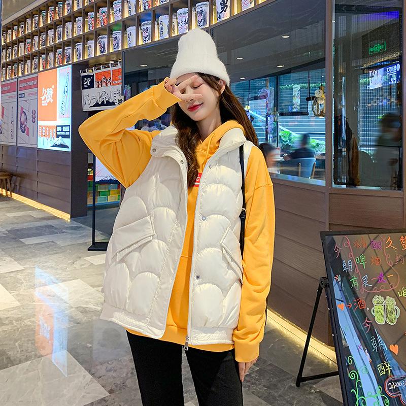 Helle waschfreie Weste Damen Kurz Herbst und Winter Neu Koreanische Version Lockere leichte Weste Westenjacke.