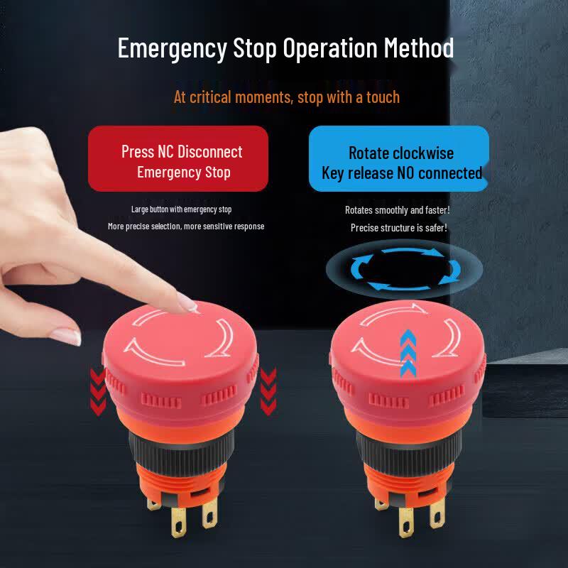 HUNJUN 16mm Mushroom Head Emergency Stop Push Button Switch