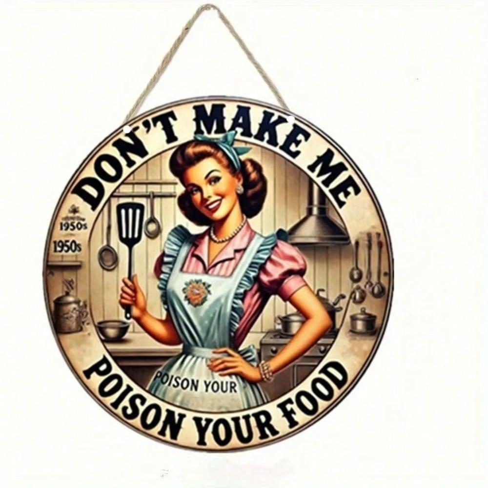 Vintage Wood Sign Funny Kitchen Decor for Home Dining Cafe Bar