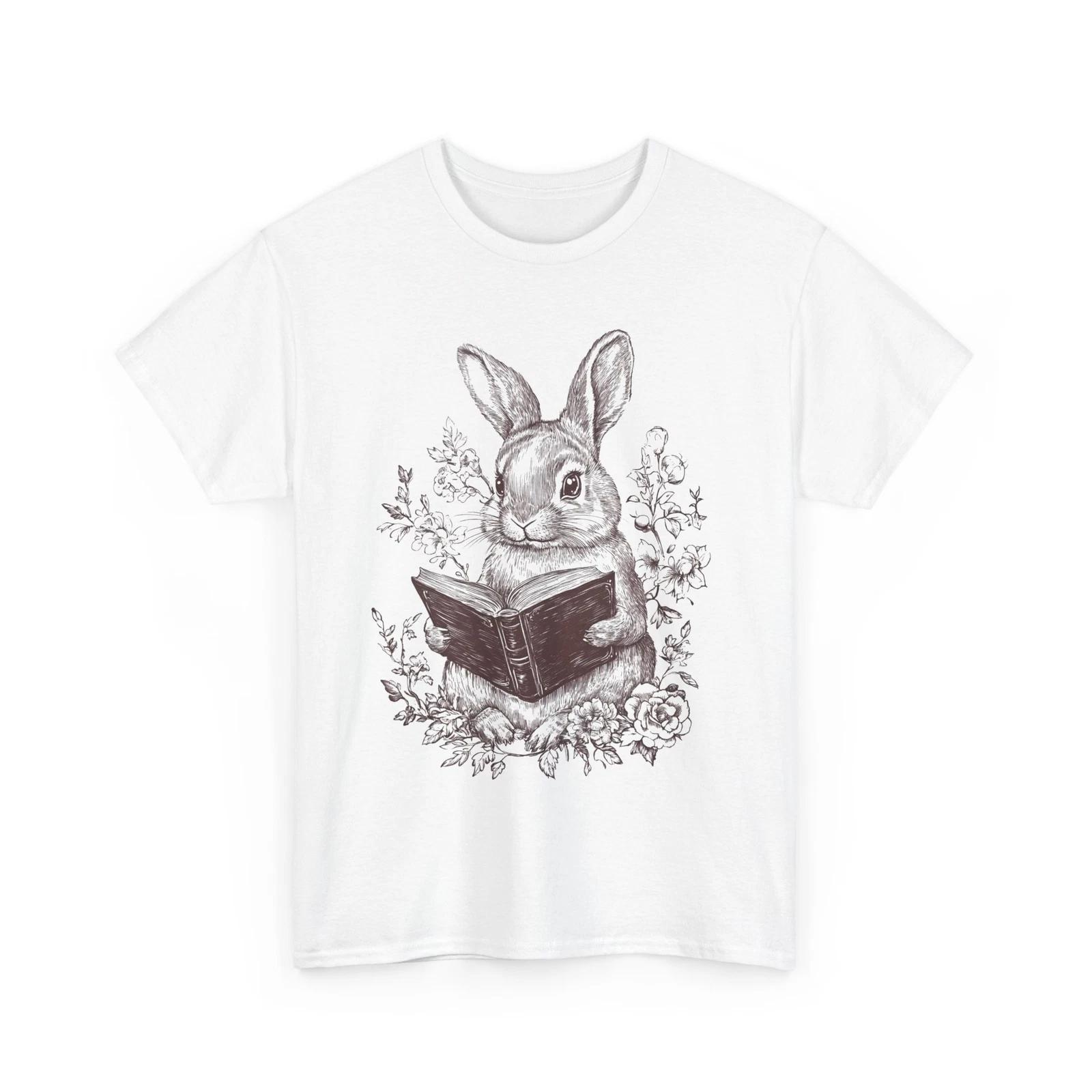 Book T-Shirt | Booktrovert T-Shirt | Rabbit Reading a Book Floral Shirt 4XL