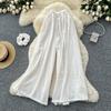 Summer Women Chic Boho Elastic Waist Wide Leg Ankle Length Pant Trouser With Pocket