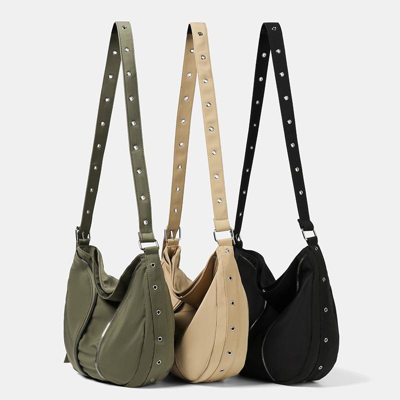 Hong Kong Wind Locomotive Neutral Tide Cool Nylon Satchel New Daily Commuter Dumpling Shoulder Crossbody Bag
