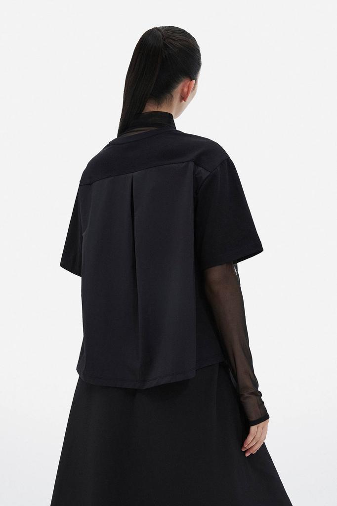 Jaa [Jaah] Cotton Color Block Short Sleeve T-Shirt_Black