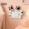 Frenchie Wall Art Decal 3D French Bulldog Resin Light Switch Cover, Cute Cartoon Dog Socket Sticker Decor, Self-Adhesive Animal Plate for Home Bedroom