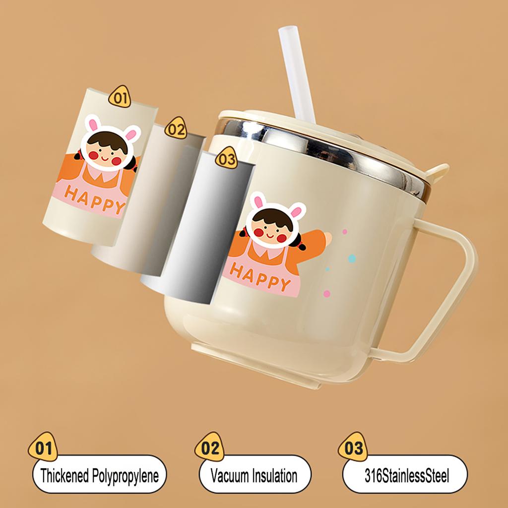 316 Stainless Steel Water Cup Mug For Kids Insulated Anti Scalding Milk Coffee Cup Mini Cute Drinking Mug With Straw