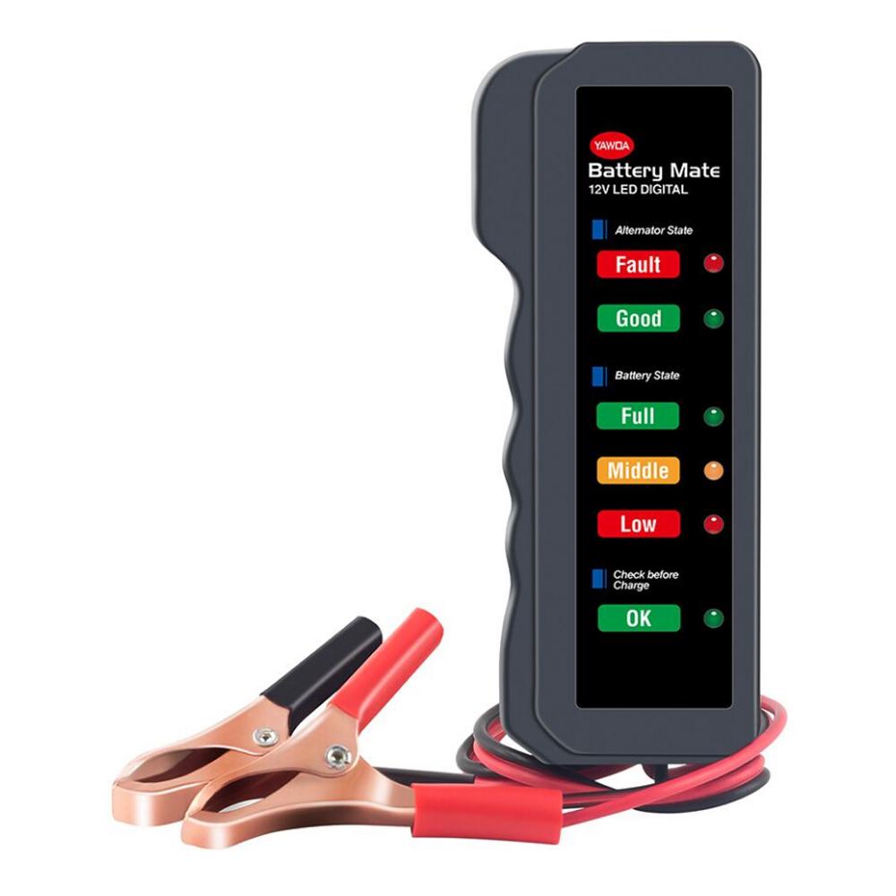 

12V Digital Car Battery Tester, Automotive Motorcycle Battery Alternator Tester Auto Diagnostic Tool with 6 LED Display