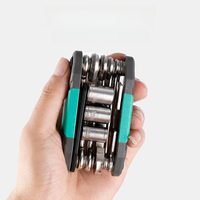 16-in-1 Faltfahrrad Werkzeugset Mit Magnetischen Schraubendrehern Für MTB Notfallreparaturen Und Wartungen