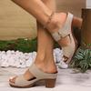 Fashion Fashion Green High Heels Sandals Women Summer 2025 Pu Leather Square Heel Sandals Slides Woman Slip-On Platform Sandalias Mujer