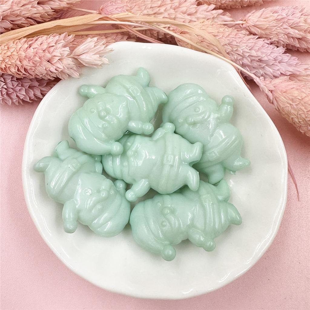 Santa Claus Round DIY Necklace Bracele Cute 5Pcs Dwarf Christmas Style Cartoon Loose Beads Festival Acrylic New Snowman 25*30mm  Accessories