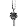 Ethnic Style Good Luck Flower Necklace with Tibetan Silver Longevity Lock Pendant