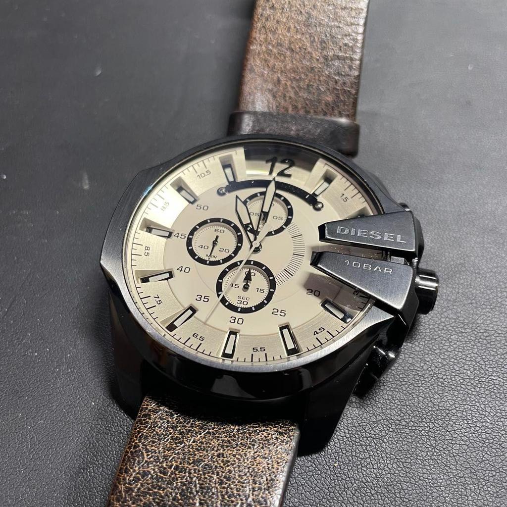 Used DIESEL Watch MEGA CHIEF Men's DZ4422 Chronograph White x Brown