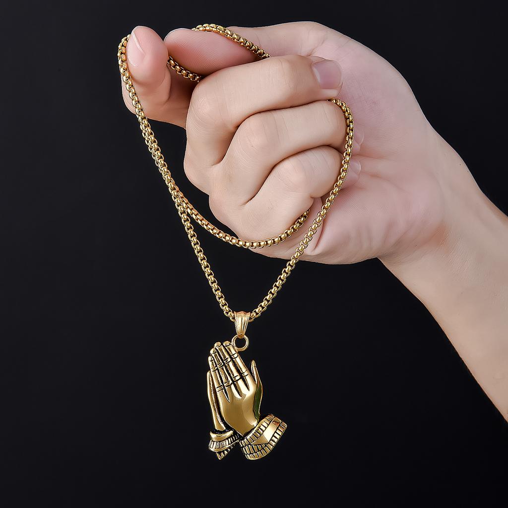 Pendant Accessories Fashion Titanium Steel Bergamot Prayer Gold Pendant Men's Stainless Steel Necklace Pendant