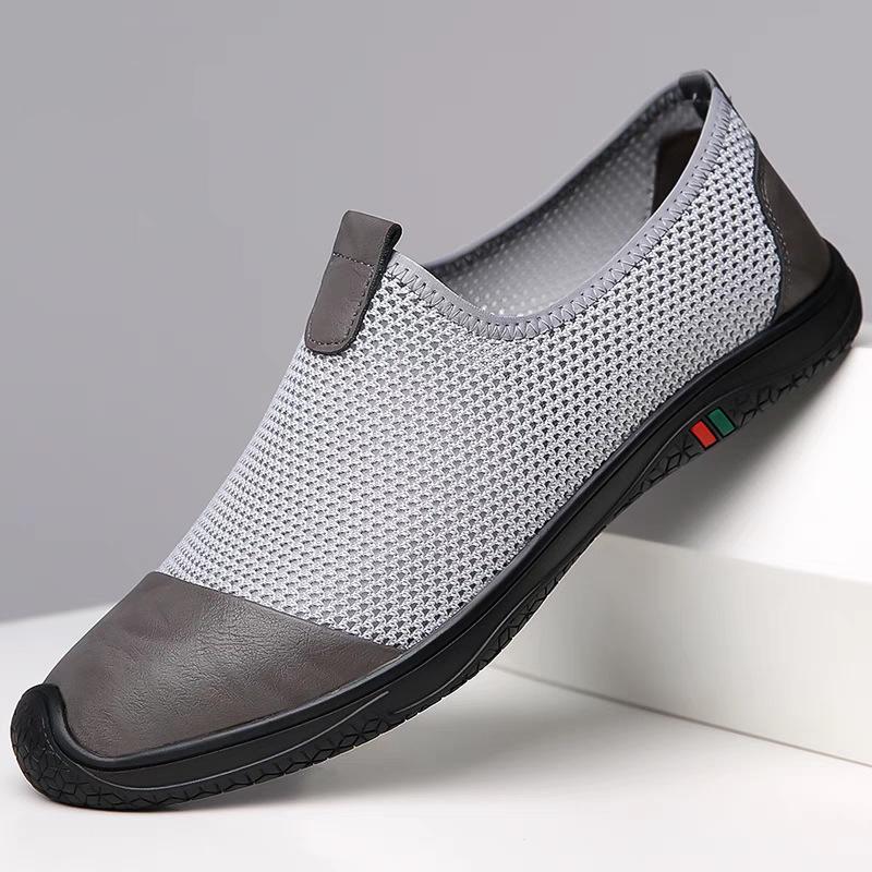 Men's Shoes New Breathable Casual Shoes Summer Hollow Out Mesh Shoe Soft Soled Comfortable Driving Shoes for Men Slip-On Loafers