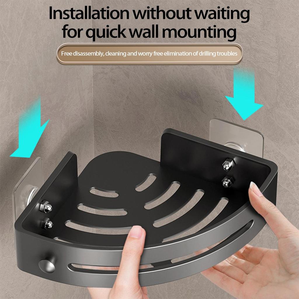 Dreieckiges Badezimmer-Aufbewahrungsregal – Handtuchhalter, Toiletten-Organizer, stanzfreie Installation