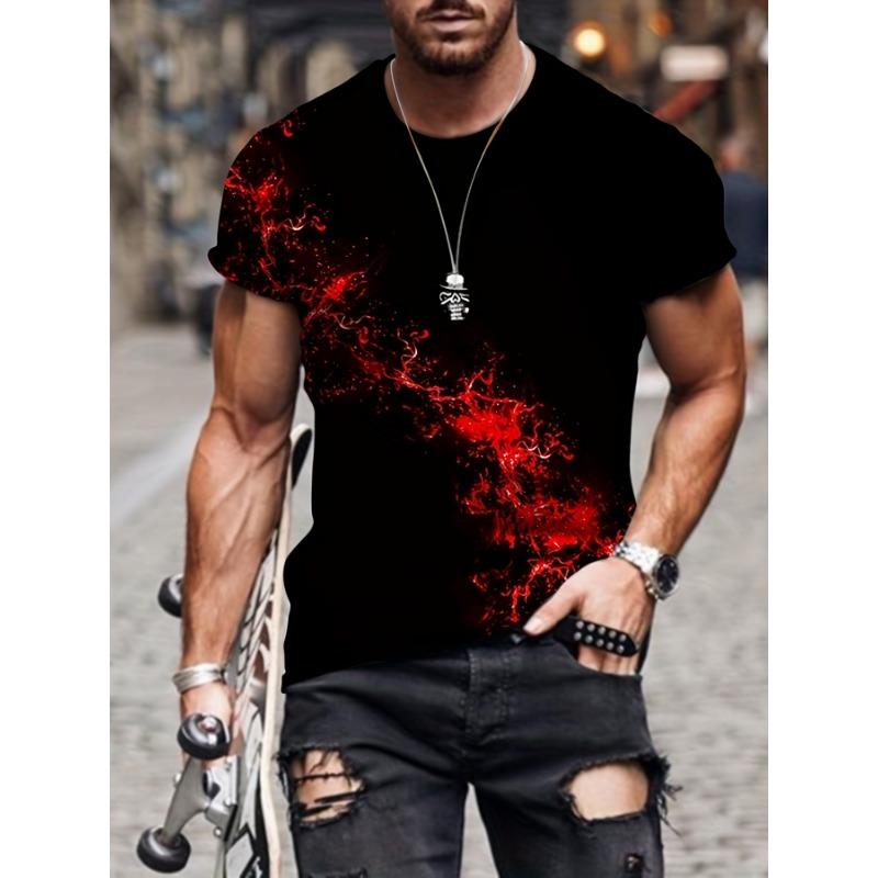 Summer Men's New Shirt 3D Printing Personality Trend Youth Casual Top Summer Light and Breathable Large Size T-shirt