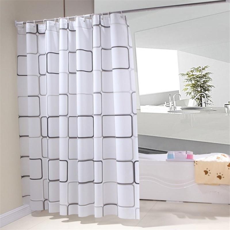 Square Plaid Shower Curtain With Hooks Waterproof And Durable Bathroom Cover For Stylish Decor