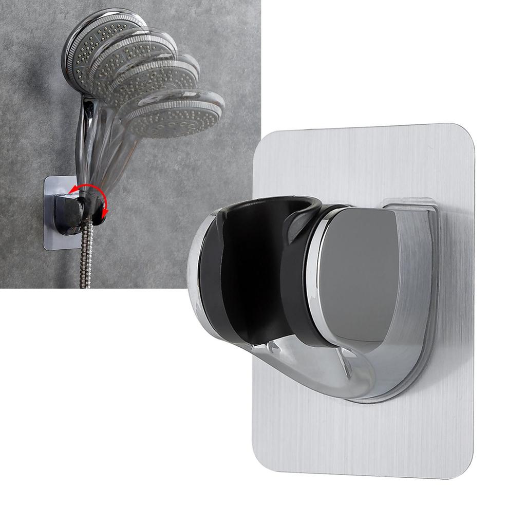 Handheld Shower Head Holder Metal Drill Free Adhesive Adjustable Wall Mounted Shower Bracket for