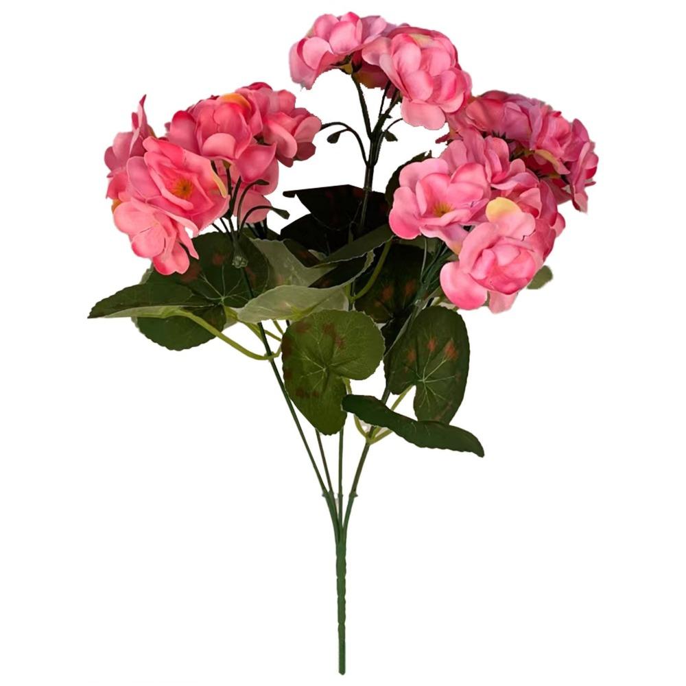 

5-Head Design Artificial Geranium Flowers UV Resistant DIY Decoration Silk Geraniums Flower Simulated Flower розовый