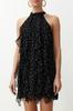 Women's Dress New Season Fashion Black Polka Dot Flounced Chiffon Lined Mini Woven Dress
