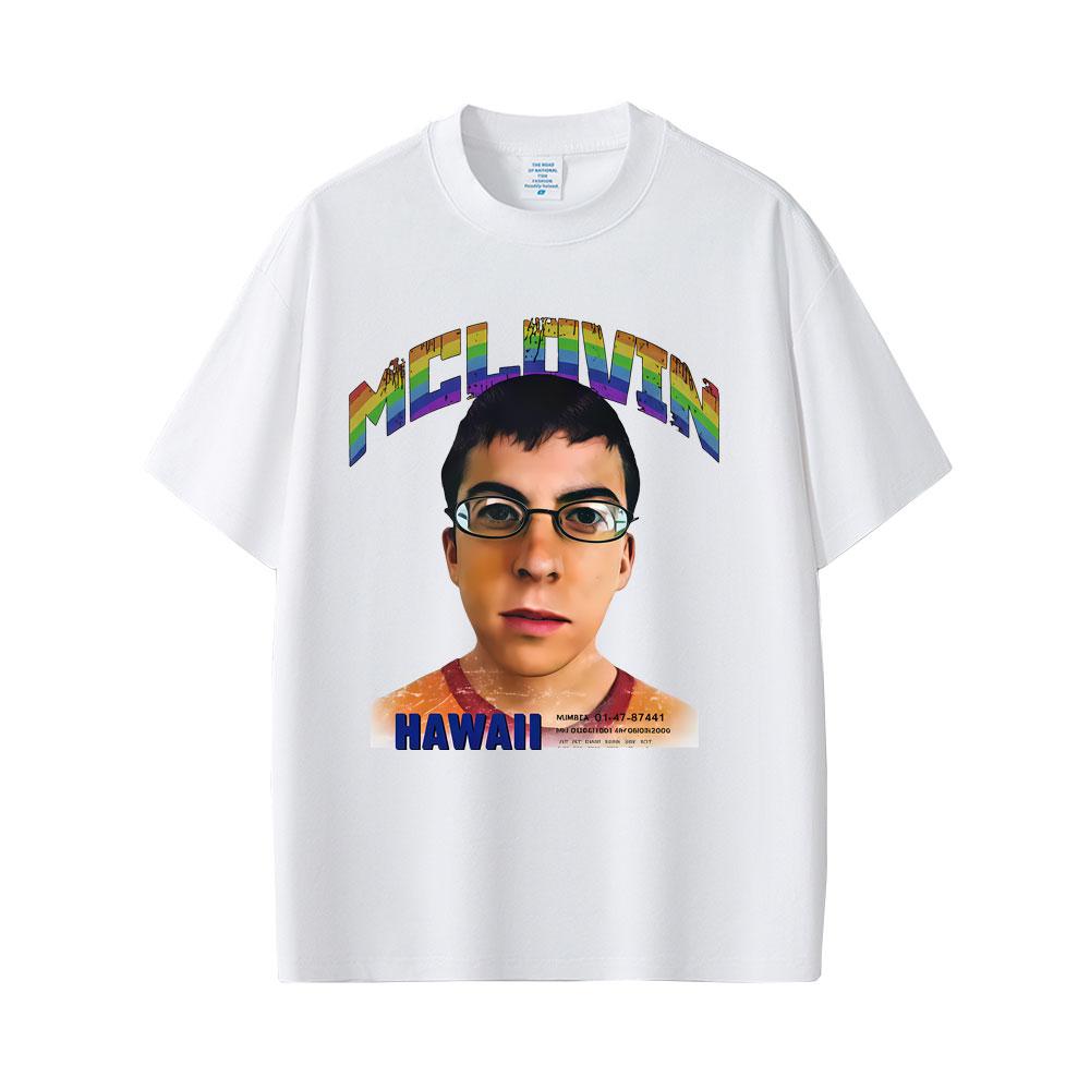 Maglietta da uomo divertente McLovin Mugshot Girocollo Manica Corta Hip Hop Oversize Donna Y2k Vintage Harajuku T-shirt