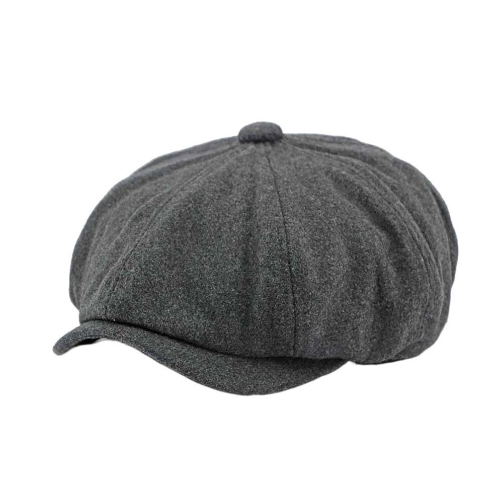 Vintage Octagonal Cap Contrast Color Wool Painter Cap Simple Men British Beret Work серый