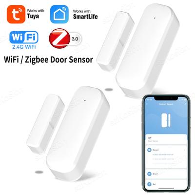 Tuya WiFi Zigbee חיישן חלון דלת בית חכם הגנת אבטחה מערכת אזעקה דלת פתוחה / סגורה גלאים עבור Alexa Google